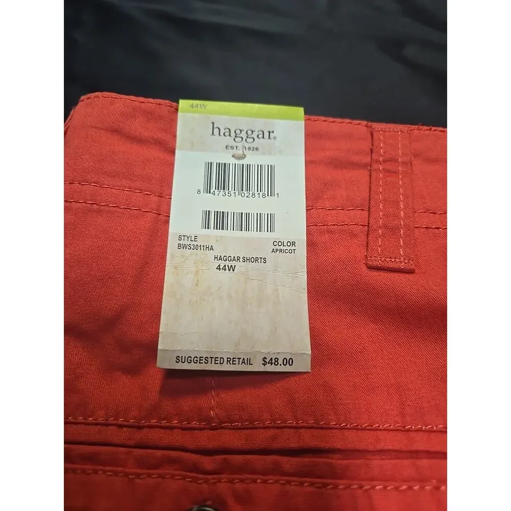 Haggar Men's Chino Shorts Sz 44W Apricot Cotton Twill Pockets NWT